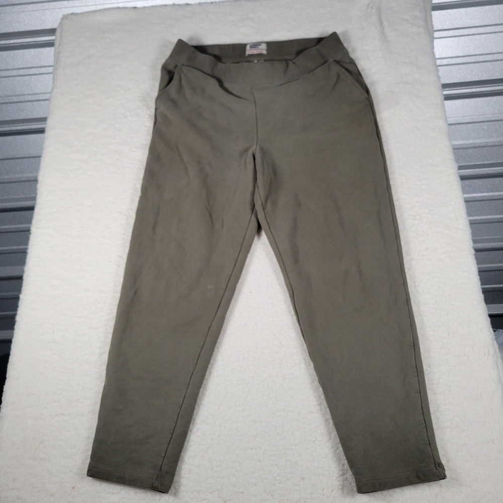 Lands' End Serious Sweats Joggers Women Size M 10-12 Olive Green Tapered Pockets